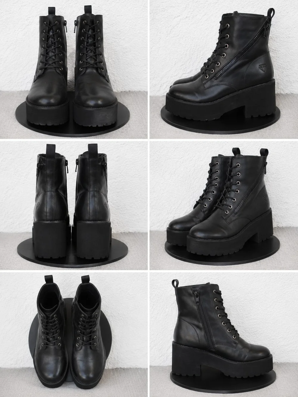 Women’s Black Platform Lace-Up Ankle Boots - Unbranded